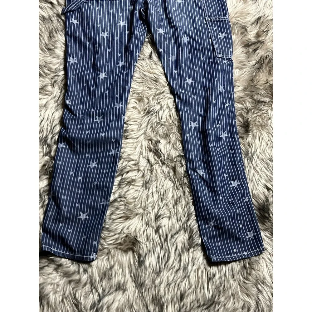 Dickies Hickory Star Strip Blue Denim Bib Overalls Sz M